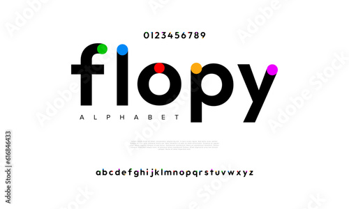 Flopy creative modern urban alphabet font. Digital abstract moslem, futuristic, fashion, sport, minimal technology typography. Simple numeric vector illustration