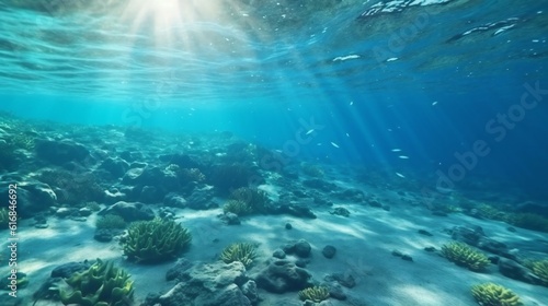 A sandy ocean floor seen from underwater perspective