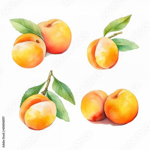 Artful watercolor illustration of an apricot.
