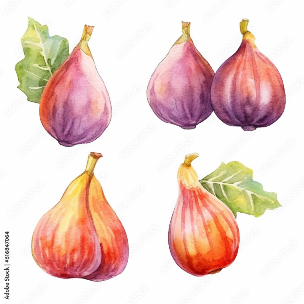 Obraz premium Watercolor image capturing a fig.