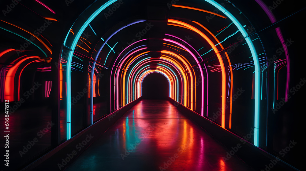 ネオン・ドリームズ：未来的なSFトンネルを旅する No.040 | Neon Dreams: A Journey Through a Futuristic Sci-Fi Tunnel Generative AI