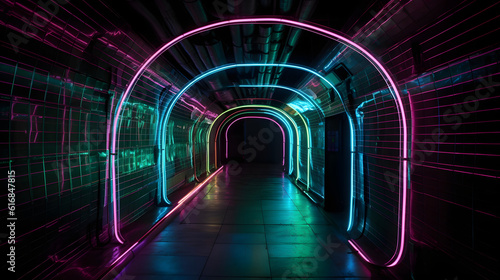ネオン・ドリームズ：未来的なSFトンネルを旅する No.038 | Neon Dreams: A Journey Through a Futuristic Sci-Fi Tunnel Generative AI
