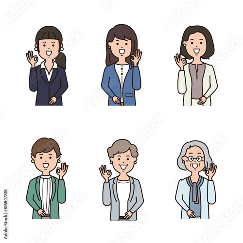 ビジネス　女性の表情アイコン　OKサイン