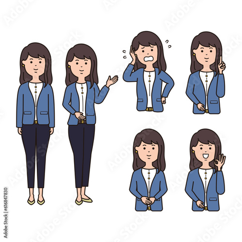ビジネス　女性の表情セット　全身あり