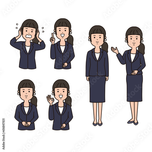 ビジネス　女性の表情セット　全身あり