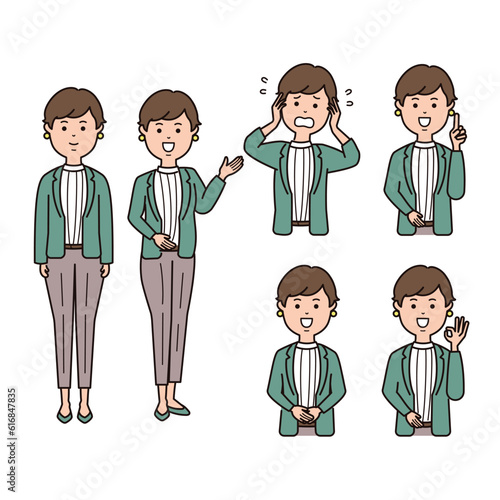 ビジネス　女性の表情セット　全身あり