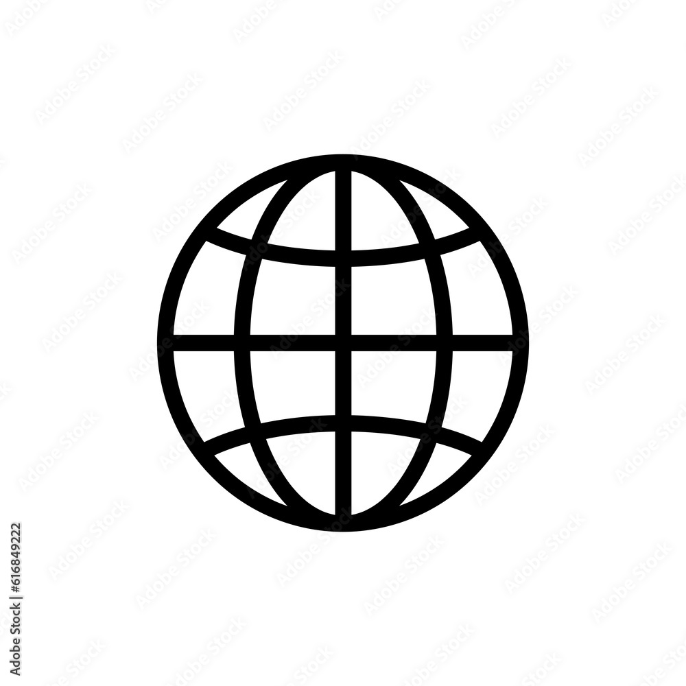 Globe icon vector symbol illustration, Globe Linear symbol with thin outline. Globe icon on white background..eps Globe icon vector symbol illustration, Globe Linear symbol with thin outline. Globe icon on white background..eps