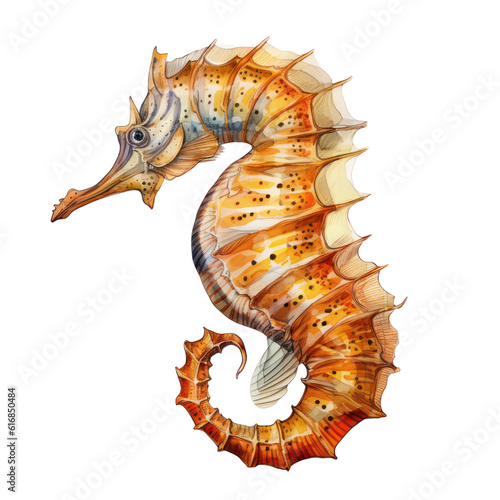 Fototapete Sea horse isolated on white png.