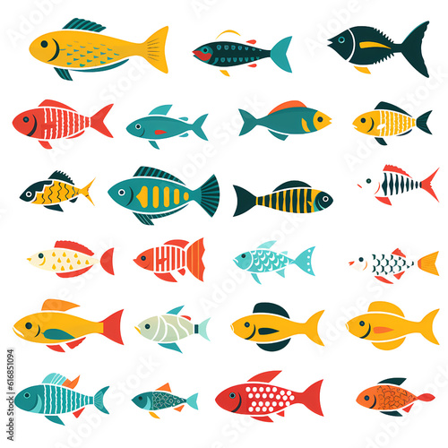 Vector illustration of fish - generative AI