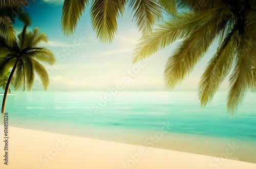 beach with coconut trees © Abdelrahman