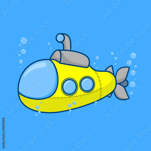 submarine vector illustration with a cartoon concept.flat design.suitable as a children's learning icon, sticker, wallpaper, etc © fatur