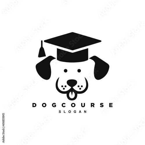 Creative dog course university college logo design vector