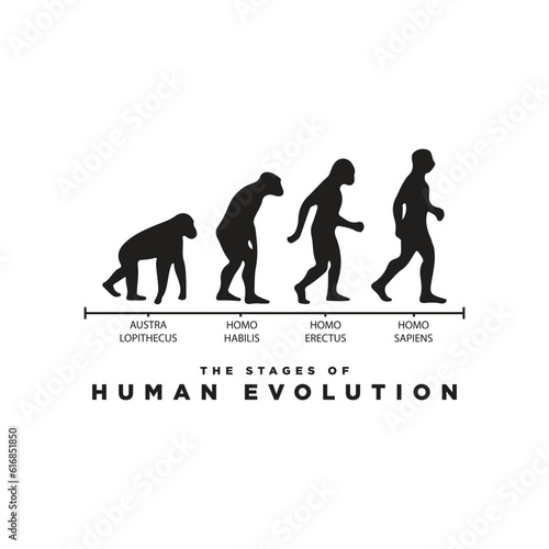 Silhouette human evolution vector art illustration