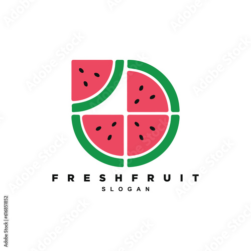 Circle geometric fresh watermelon logo design for your brand or business