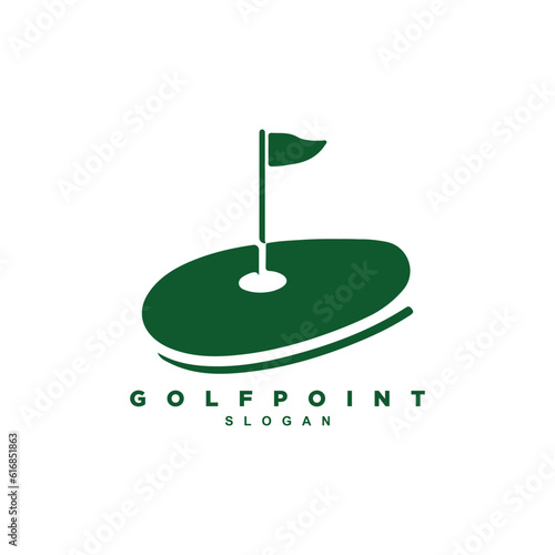 Golf point sport field flag logo design vector illustration for your brand or business