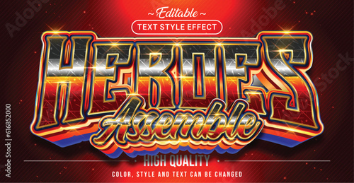 Editable text style effect - Heroes Assemble text style theme.