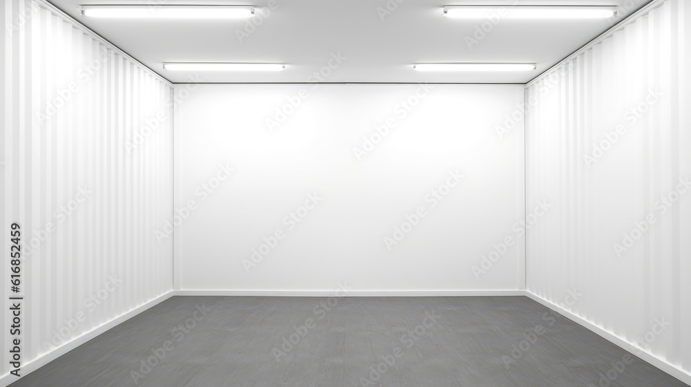 Interior of mobile container site office for construction site. Shipping container. Portable house and office cabins,Generative AI illustration Interior of mobile container site office for construction site. Shipping container. Portable house and office cabins,Generative AI illustration