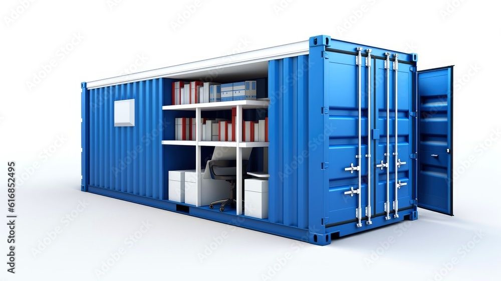Mobile office buildings or container site office for construction site. Shipping container. Portable house and office cabins,Generative AI illustration
