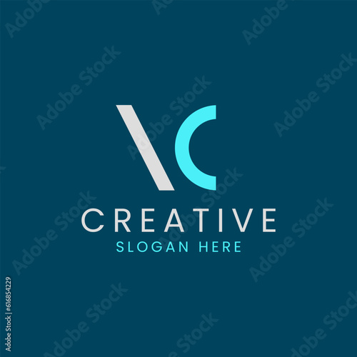 Creative Letter VC Logo Design Vector Image