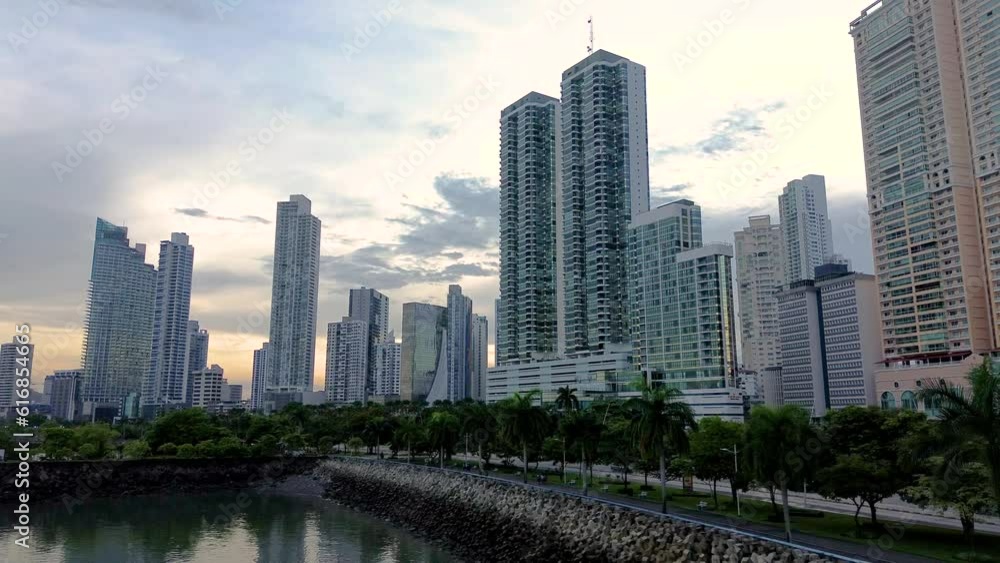 Cinta Costera - Panama City skyline at sunset Cinta Costera - Panama City skyline at sunset