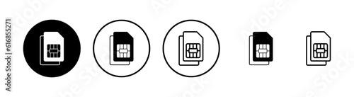 Sim card icons vector set. Mobile slot icon. Mobile cellular phone sim card chip.