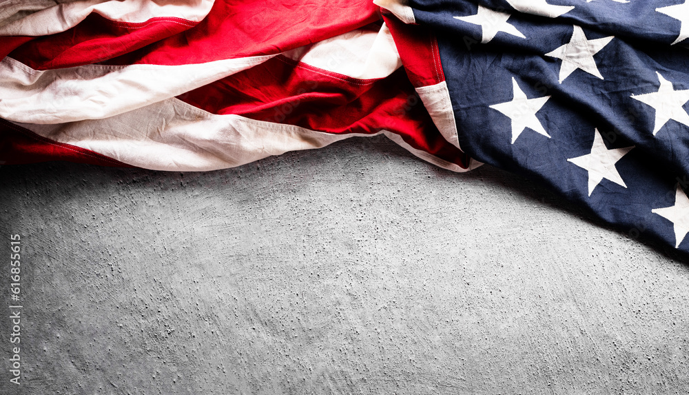 Happy Independence day concept made from American flag on dark stone background. Happy Independence day concept made from American flag on dark stone background.