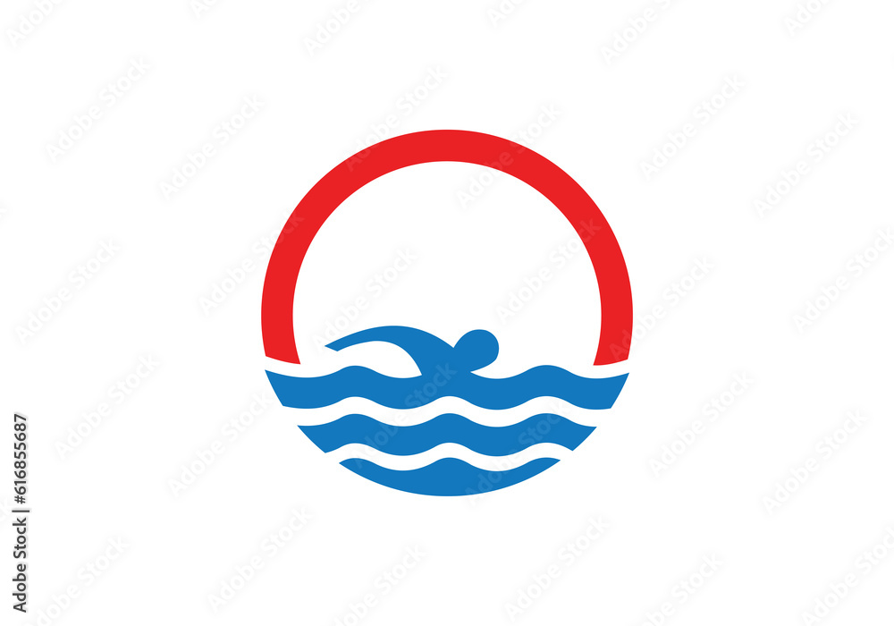 swimming man logo icon vector illustration emblem design swimming man logo icon vector illustration emblem design