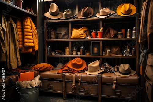 A pair of leather boots inside a mudroom