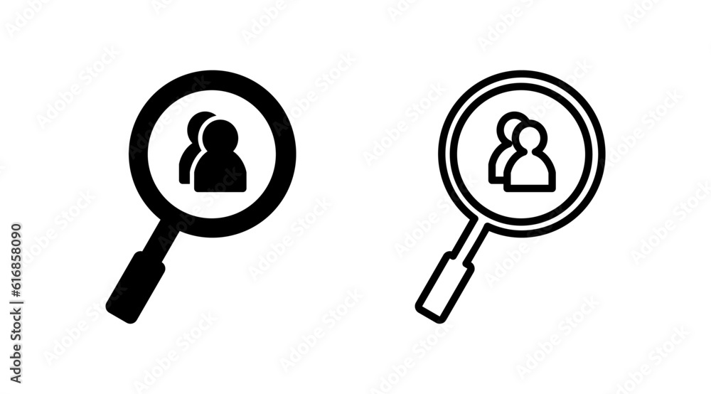 Hiring icon vector. search job vacancy icon. magnifying glass looking for people Hiring icon vector. search job vacancy icon. magnifying glass looking for people