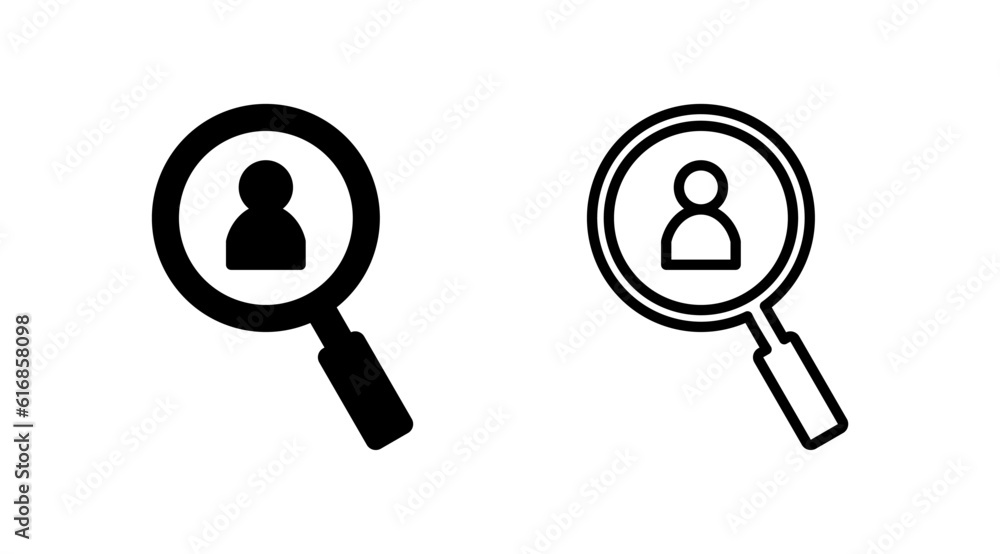 Hiring icon vector. search job vacancy icon. magnifying glass looking for people Hiring icon vector. search job vacancy icon. magnifying glass looking for people