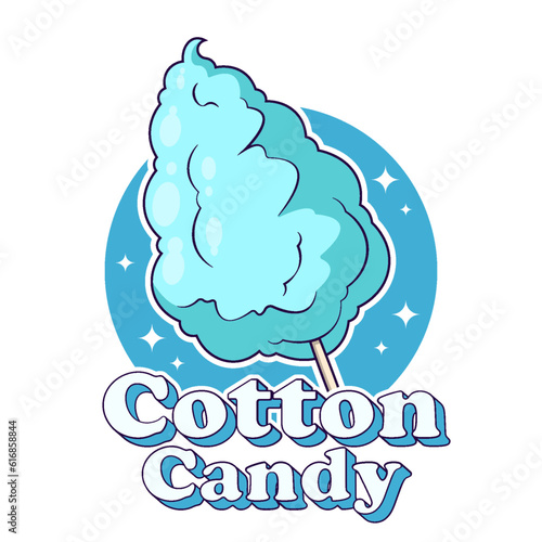 cotton candy food logo product cartoon style sweet snack vector illustration graphic design logo template
