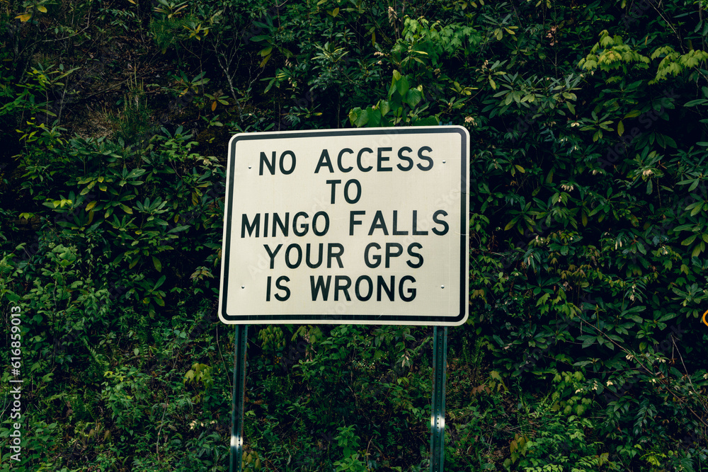 Sign to Mingo Falls, Cherokee, NC
