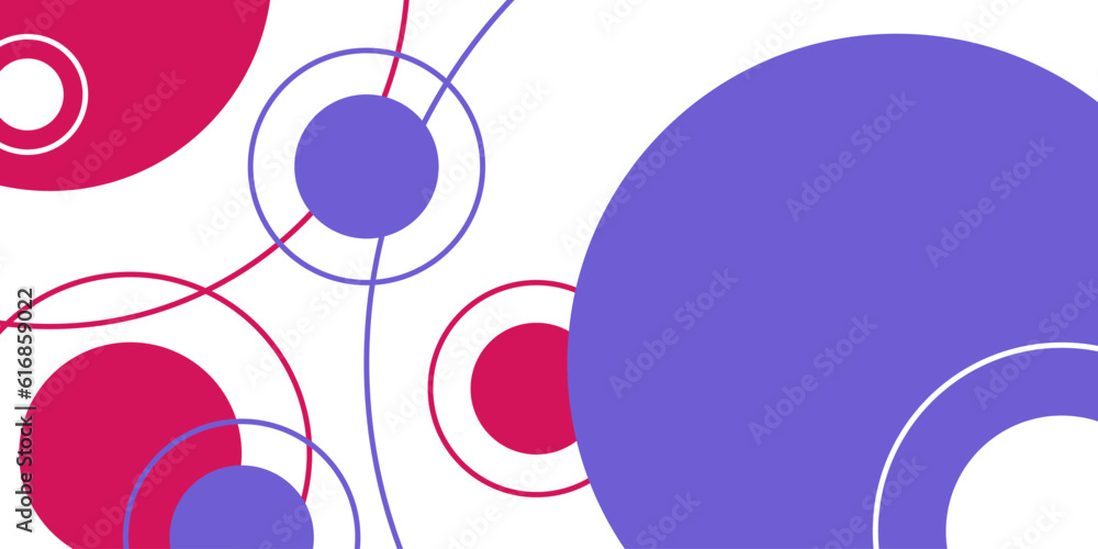 Color circle geometric background. Abstract pink and purple circles on white background. Backdrop illustration for design. Modern technology background. Vector EPS 10