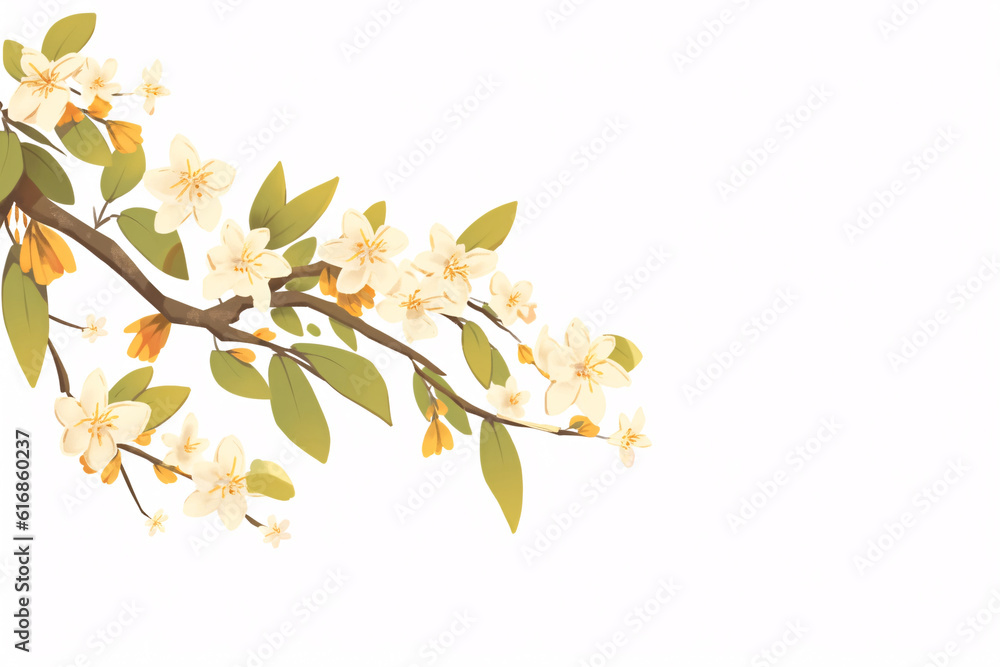 Mid-autumn festival, Chinese style solar terms, autumnal equinox, poetic flower plant osmanthus illustration Mid-autumn festival, Chinese style solar terms, autumnal equinox, poetic flower plant osmanthus illustration