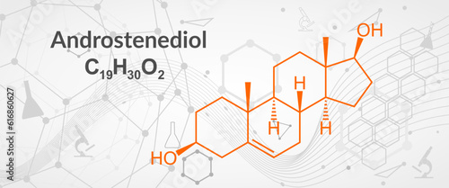 Androstenediol structural chemical formula. Androgen steroid hormone