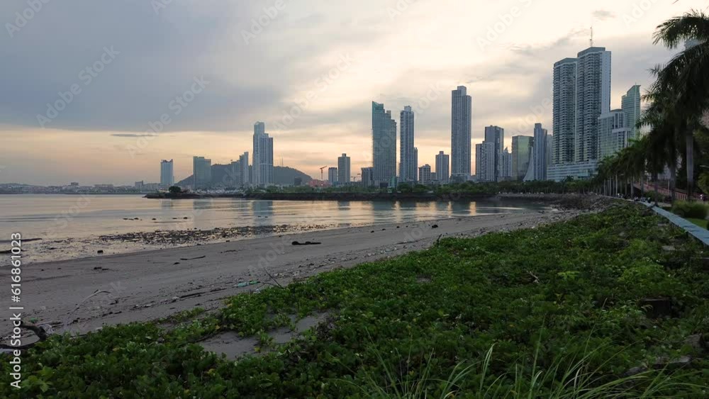 Cinta Costera - Panama City skyline at sunset Cinta Costera - Panama City skyline at sunset