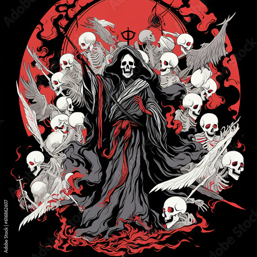 skeletal ensemble  liche and death illustration
