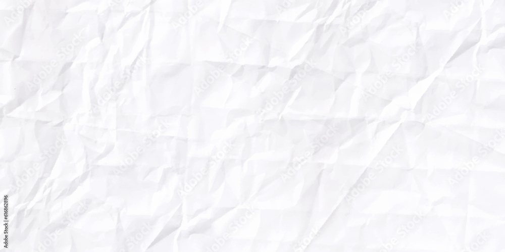 Clean white paper, wrinkled, abstract background. Texture of a crumpled white sheet of paper.  White creased paper.