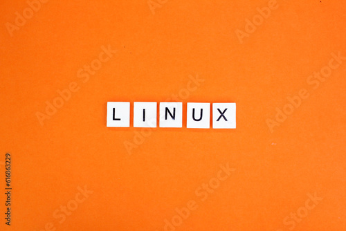 Photography letters of the alphabet with the word linux