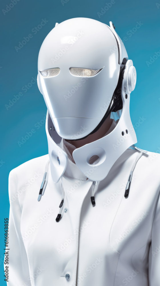 Futuristic White Robot: The Embodiment of Technological Elegance and Illuminated Vision Futuristic White Robot: The Embodiment of Technological Elegance and Illuminated Vision