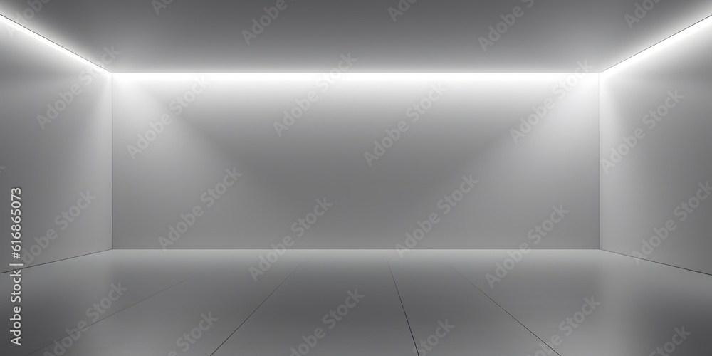 Empty light and dark interior background. White geometrically textured 3D empty wall and smooth light floor with beautiful lighting Empty light and dark interior background. White geometrically textured 3D empty wall and smooth light floor with beautiful lighting