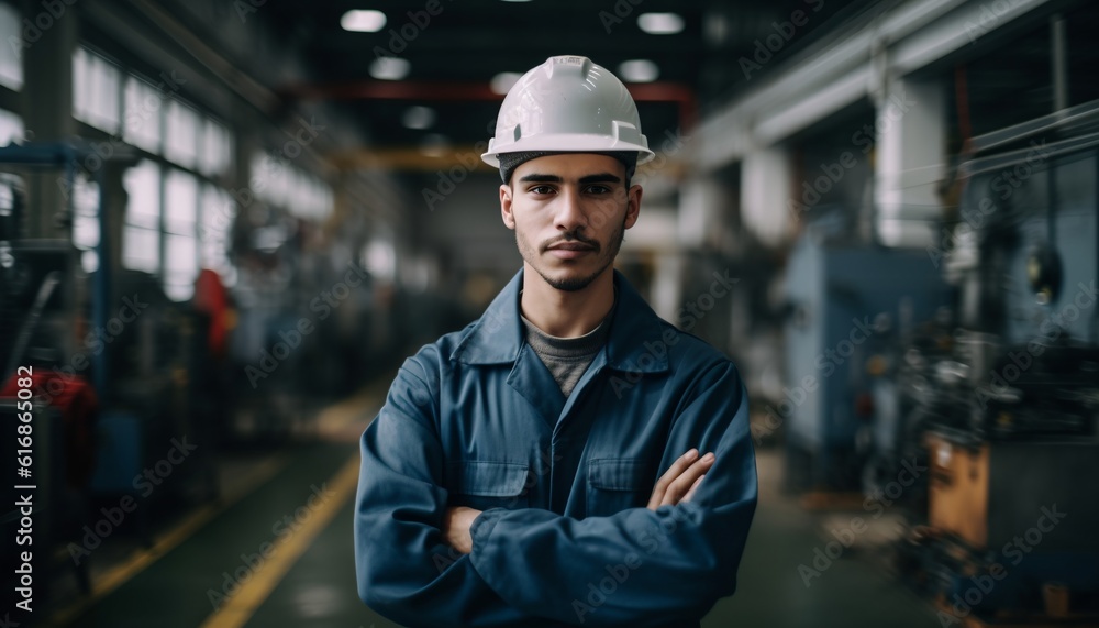 Portrait of a worker engineer, generative AI Portrait of a worker engineer, generative AI