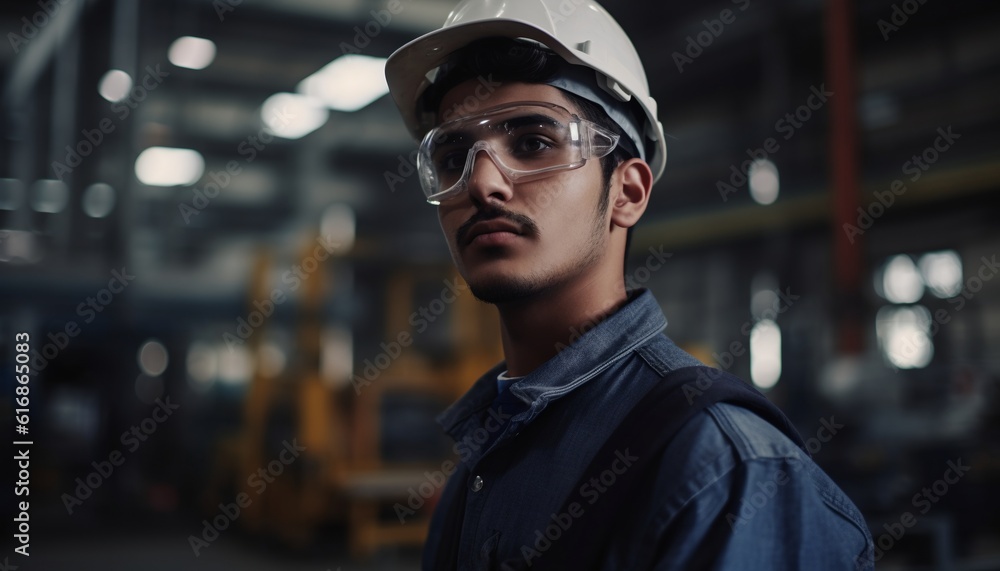Portrait of a worker engineer, generative AI Portrait of a worker engineer, generative AI