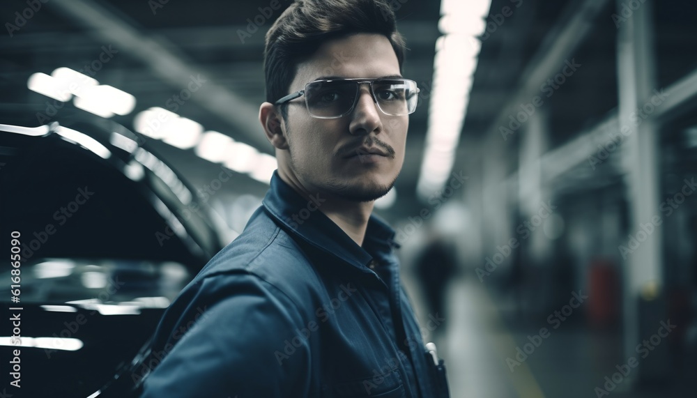 Portrait of a worker engineer, generative AI Portrait of a worker engineer, generative AI