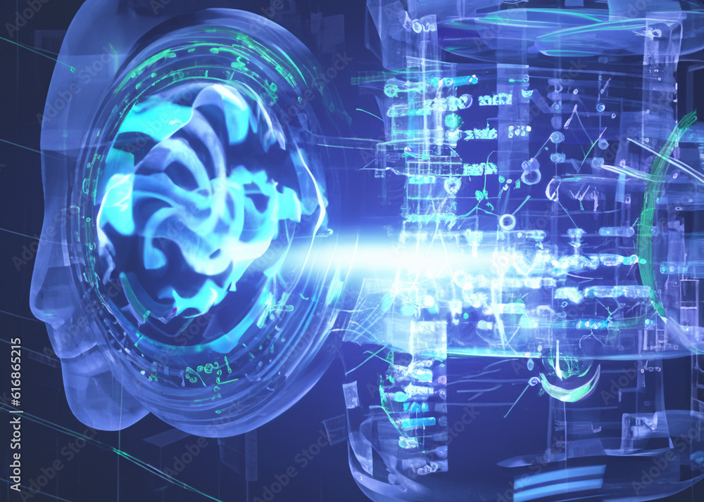 abstract hi tech hologram, data analysis, internet concept created with generative ai technology abstract hi tech hologram, data analysis, internet concept created with generative ai technology