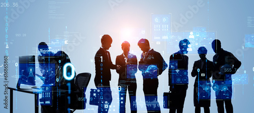 Obraz na plátně Group of multinational people and digital technology concept