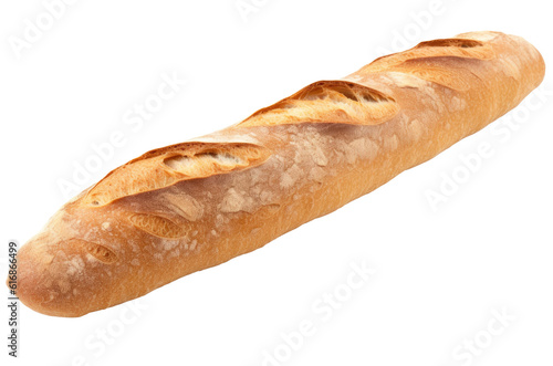 Freshly baked baguette - long French bread, isolated on transparent background, Generative AI