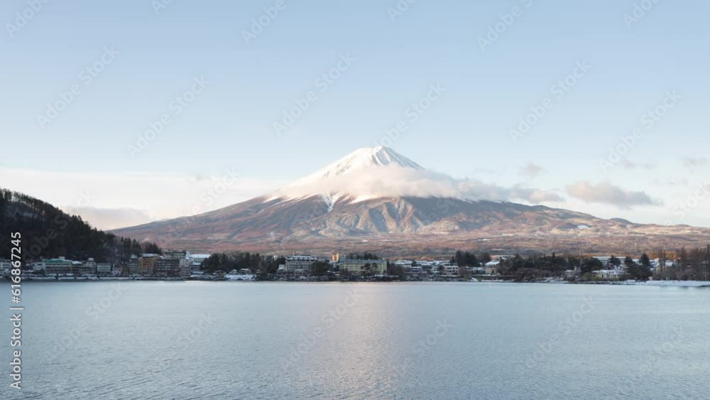 Time lapse of Mount Fuji and Lake Kawaguchi in Japan. The second biggest of the Fuji Five Lakes, Lake Kawaguchi offers a stunning view of Fujisan. Time lapse of Mount Fuji and Lake Kawaguchi in Japan. The second biggest of the Fuji Five Lakes, Lake Kawaguchi offers a stunning view of Fujisan.