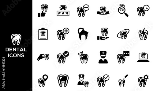 Dental icon set vector illustration (Black Version)