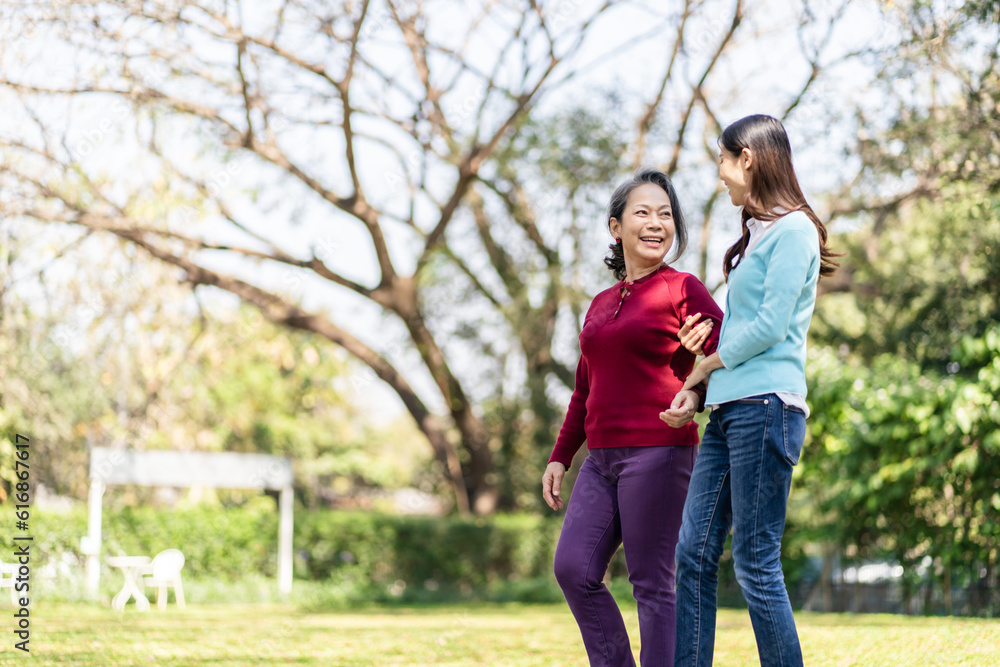 Family relationship Asian senior woman with happy daughter mother day concept Family relationship Asian senior woman with happy daughter mother day concept